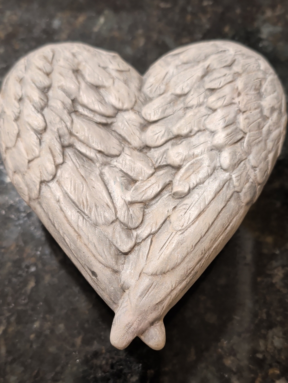 Resin Handcrafted Winged Heart Sculpture Trinket Box- Decor Accent
